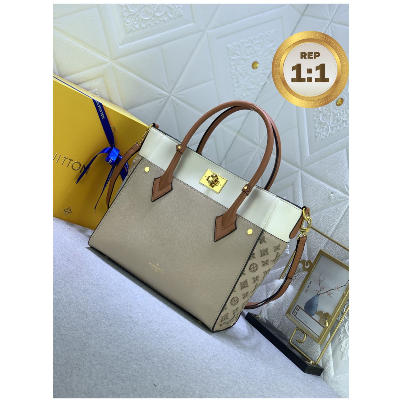 [REP 1:1] Louis Vuitton On My Side MM Tote Bag Grey For Women 12in/31cm